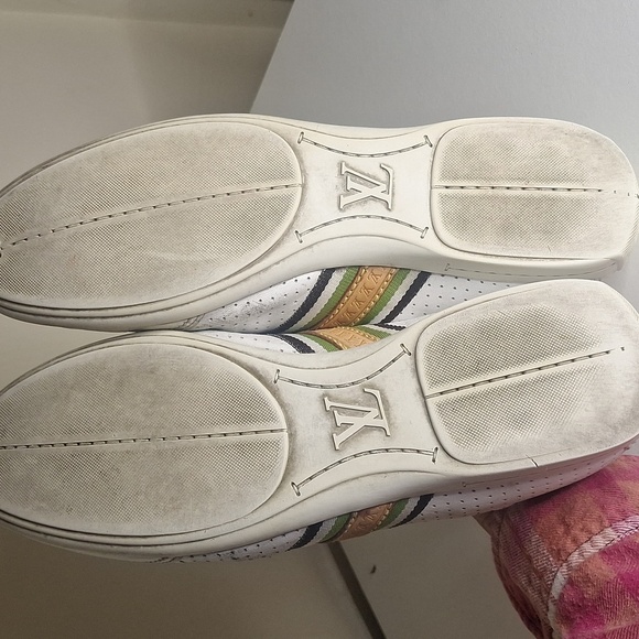 Louis Vuitton White Perforated Leather Bastia Sneakers Size Mens 7 - Picture 7 of 15